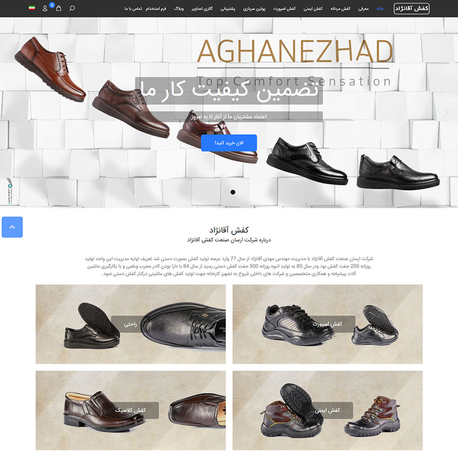 طراحی سایت شرکتی - کفش آقانژاد